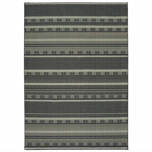 3' X 6' Black Ivory Machine Woven Geometric Indoor Area Rug