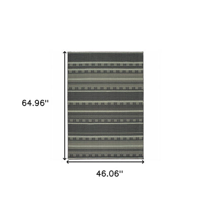 10' X 13' Black And Ivory Geometric Area Rug