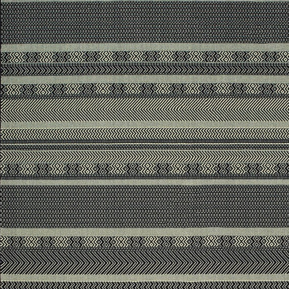 10' X 13' Black And Ivory Geometric Area Rug