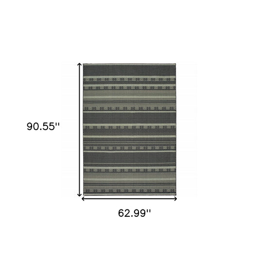 10' X 13' Black And Ivory Geometric Area Rug