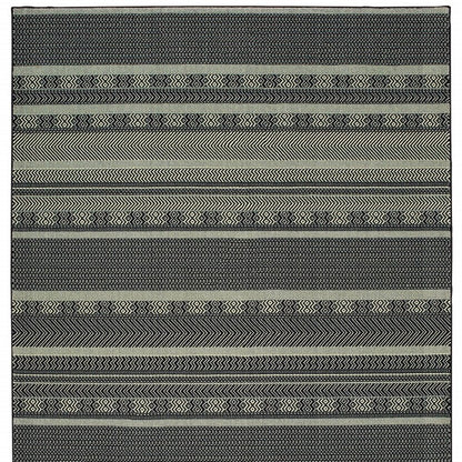 10' X 13' Black And Ivory Geometric Area Rug