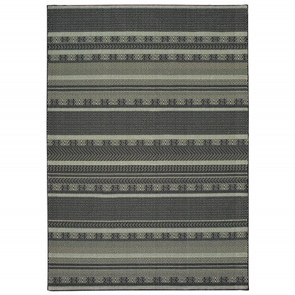 10' X 13' Black And Ivory Geometric Area Rug