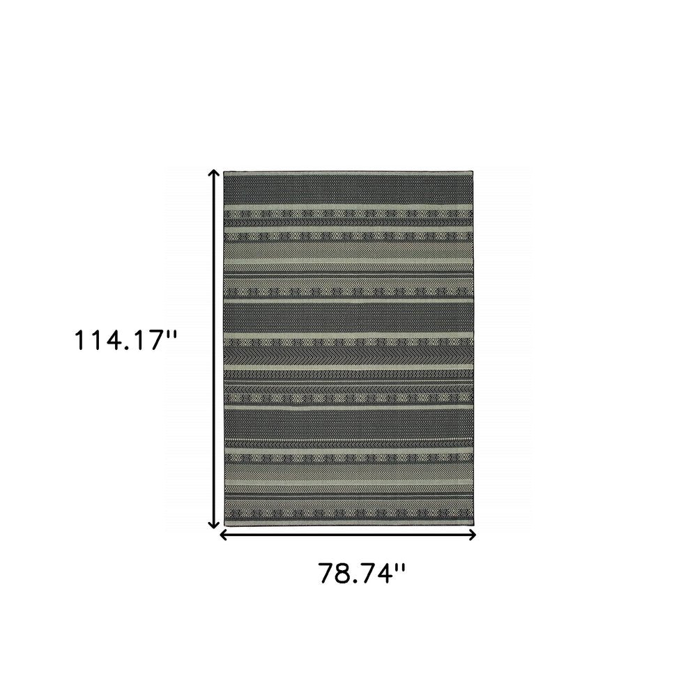 10' X 13' Black And Ivory Geometric Area Rug