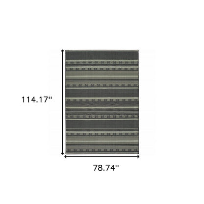 10' X 13' Black And Ivory Geometric Area Rug