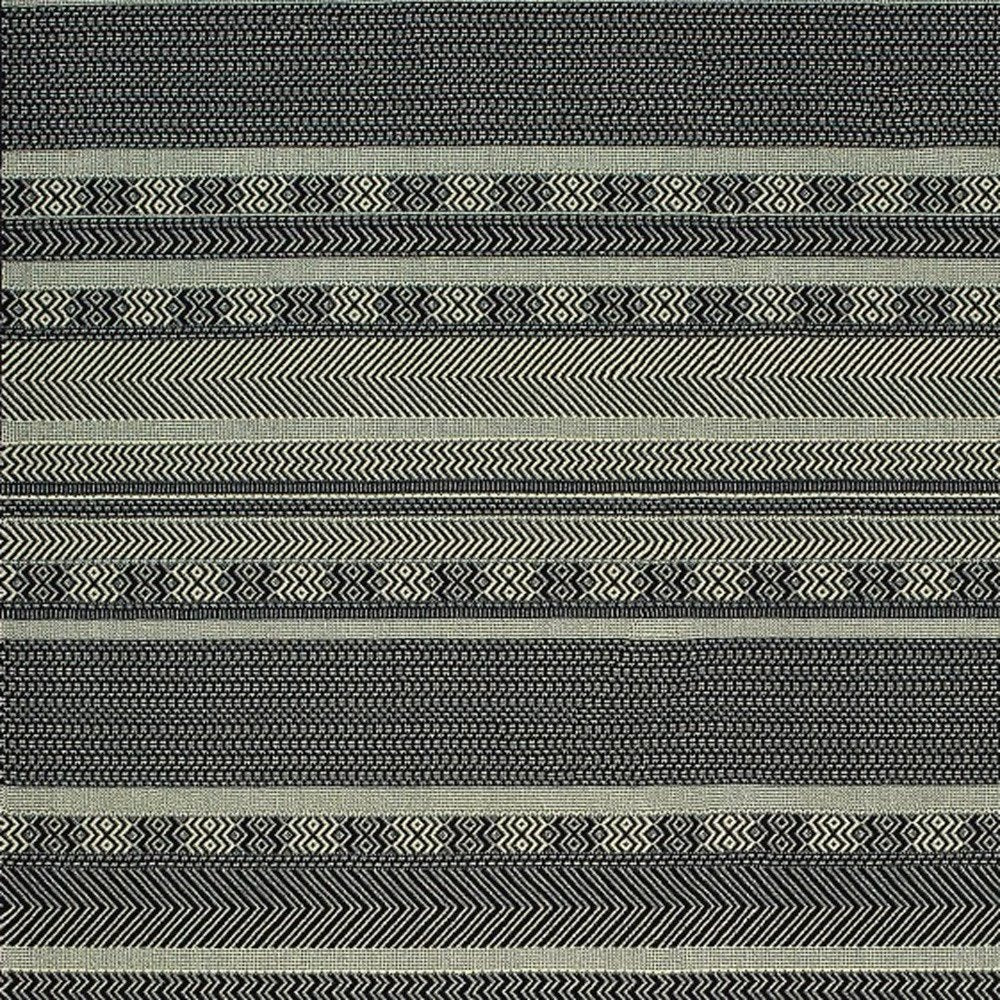 10' X 13' Black And Ivory Geometric Area Rug