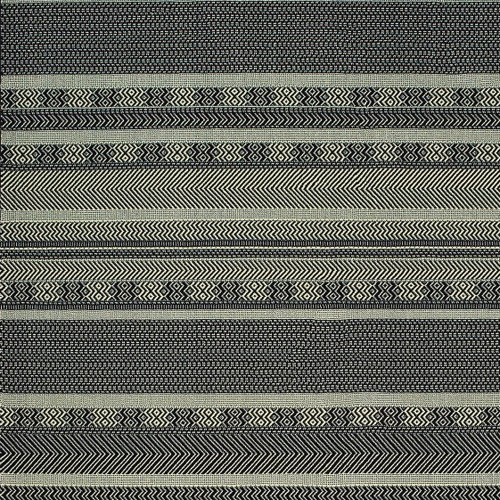 10' X 13' Black And Ivory Geometric Area Rug