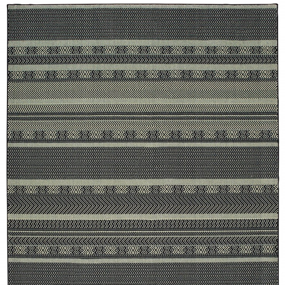 10' X 13' Black And Ivory Geometric Area Rug