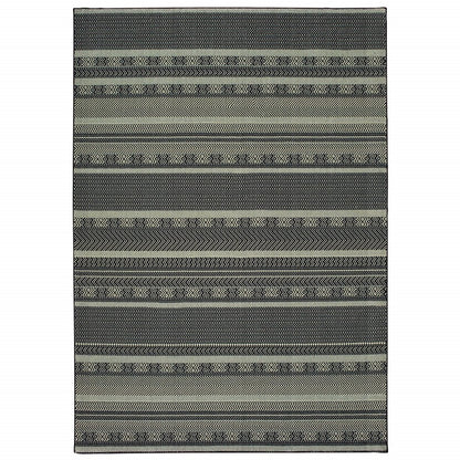 10' X 13' Black And Ivory Geometric Area Rug