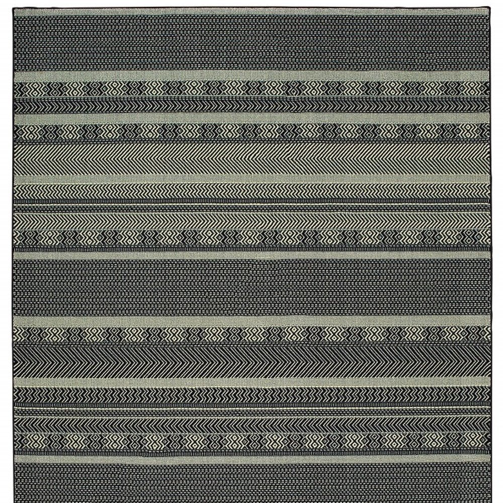 10' X 13' Black And Ivory Geometric Area Rug