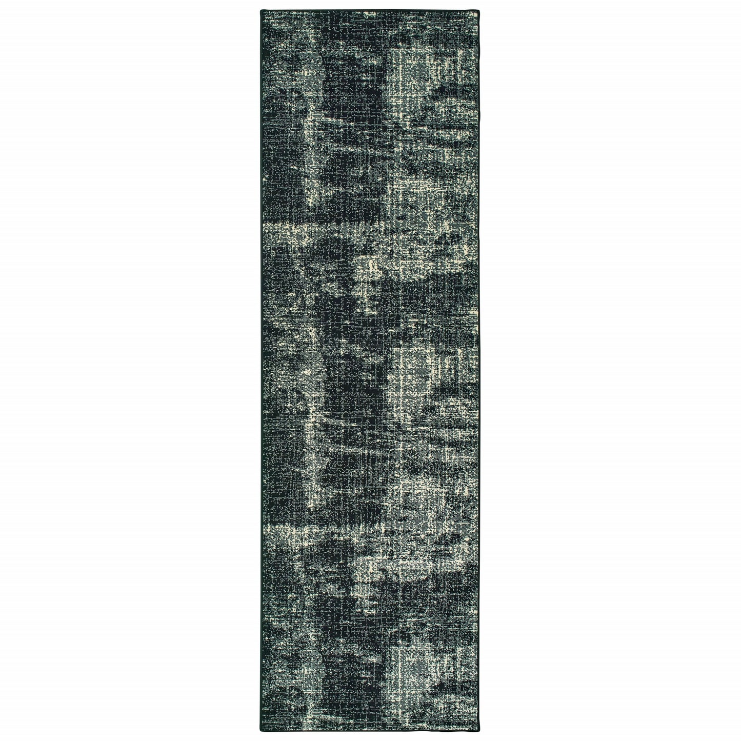 5' X 8' Black Ivory Machine Woven Abstract Indoor Area Rug