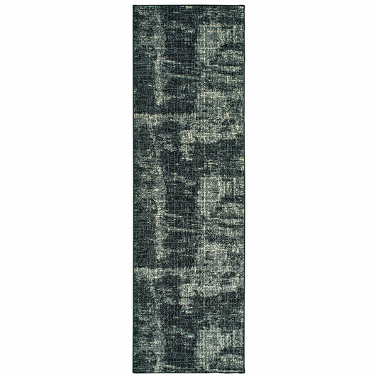 7' X 10' Black Ivory Machine Woven Abstract Indoor Area Rug