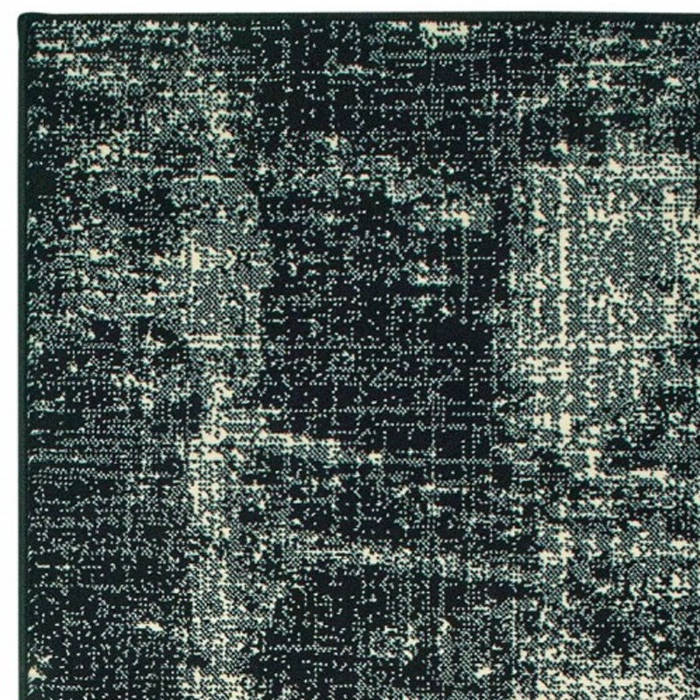 5' X 8' Black Ivory Machine Woven Abstract Indoor Area Rug