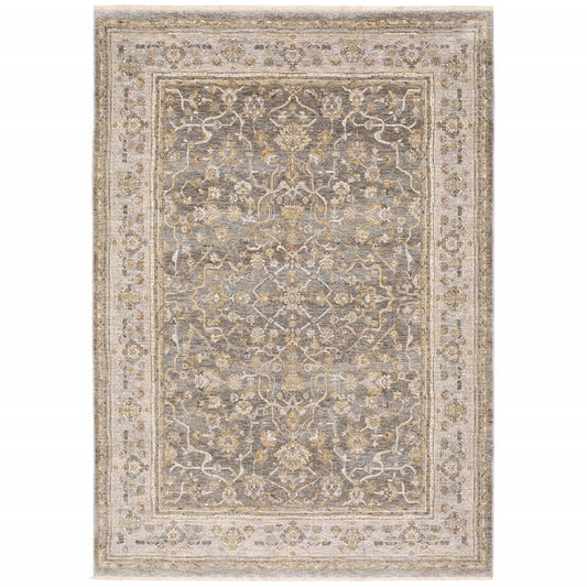 6' X 9' Beige Grey Machine Woven Oriental Indoor Arean Rug