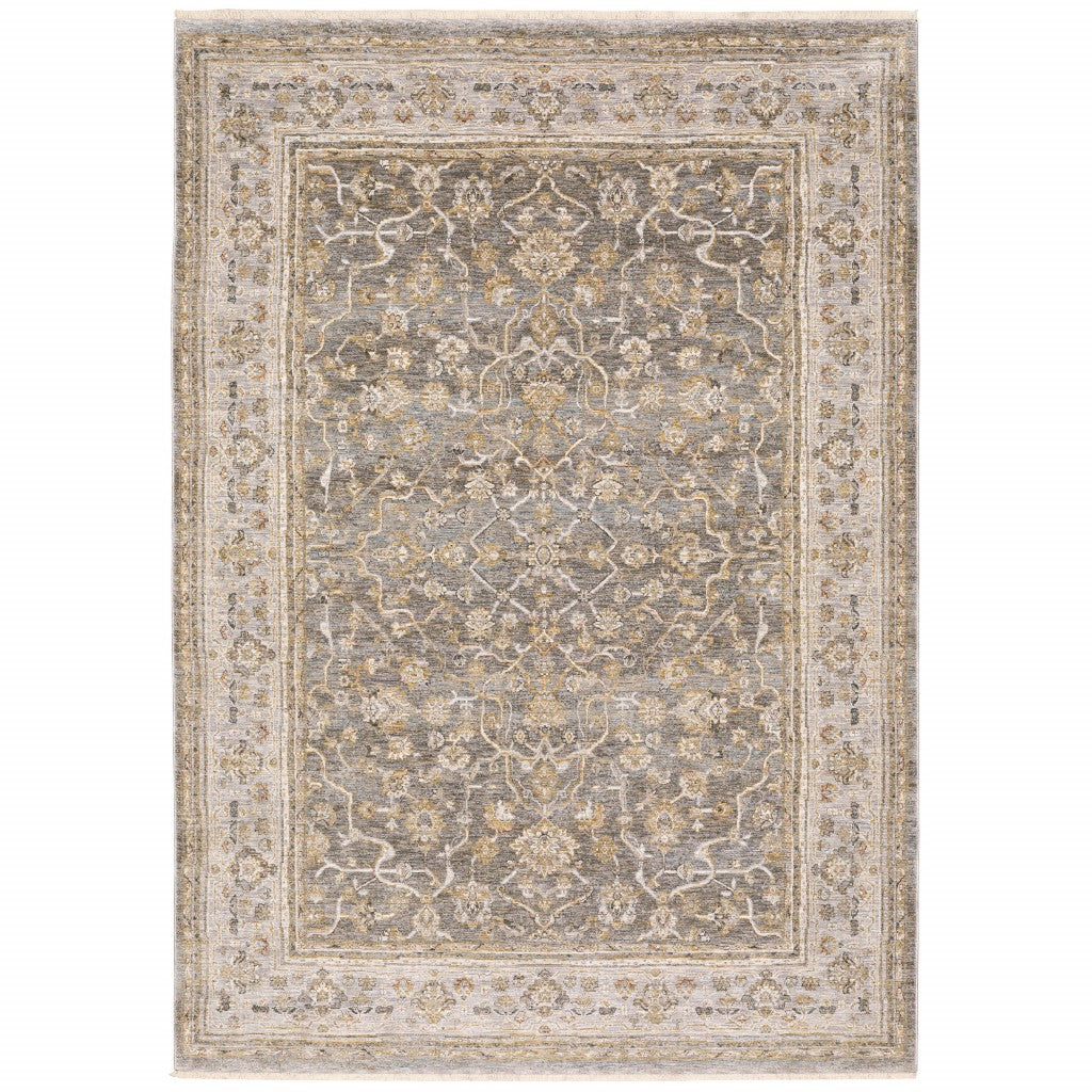 7' X 10' Beige Grey Machine Woven Oriental Indoor Arean Rug