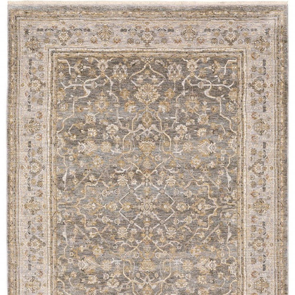 5' X 8' Beige Grey Machine Woven Oriental Indoor Arean Rug