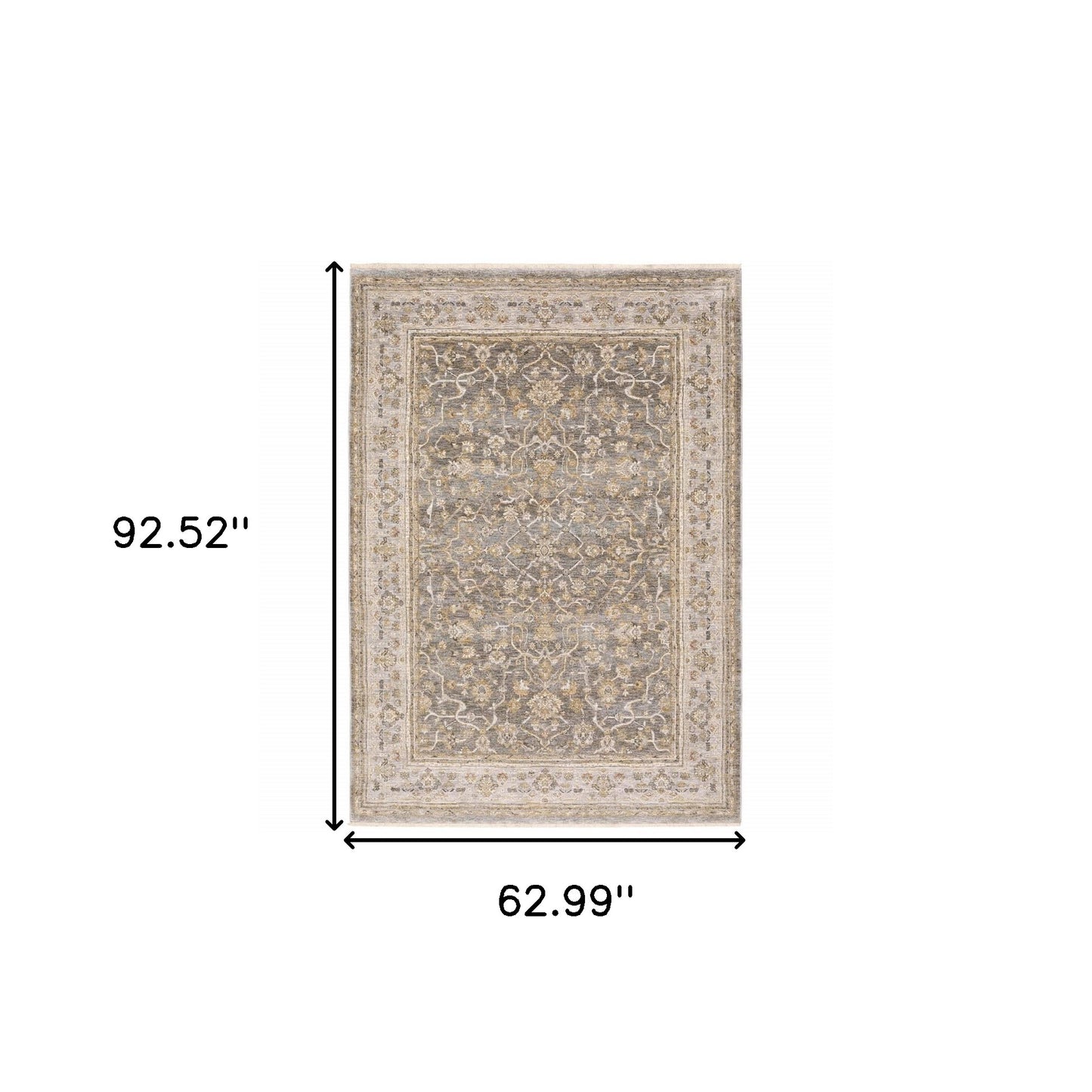 7' X 10' Beige Grey Machine Woven Oriental Indoor Arean Rug