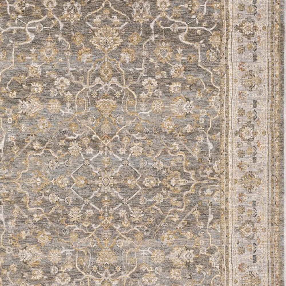 7' X 10' Beige Grey Machine Woven Oriental Indoor Arean Rug