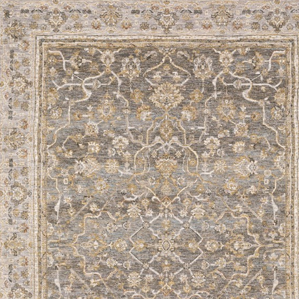 7' X 10' Beige Grey Machine Woven Oriental Indoor Arean Rug