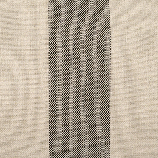 Beige linen fabric with a narrow central black-and-white checkered stripe.