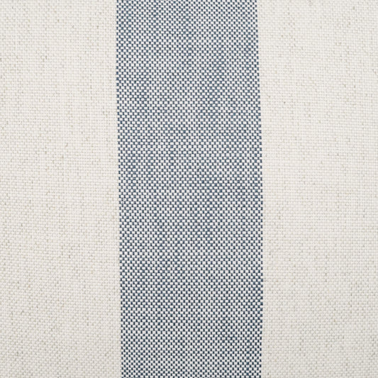 Beige woven fabric with a central dark navy vertical stripe, featuring a subtle dotted texture.