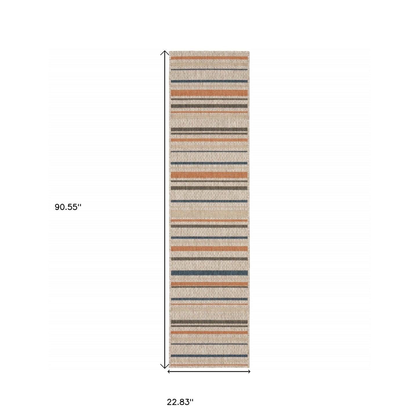 5' X 7' Blue and Gray Striped Indoor Outdoor Area Rug