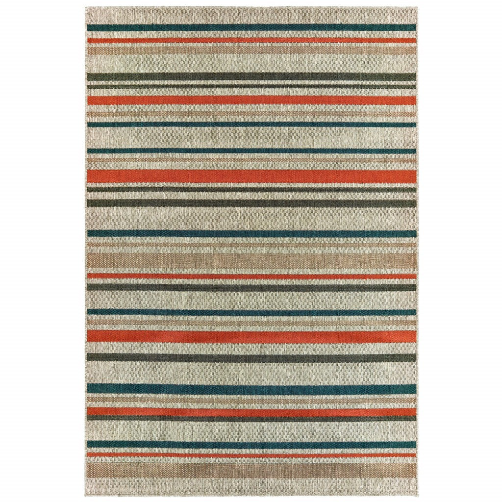 2' X 8' Blue and Gray Striped Indoor Outdoor Area Rug