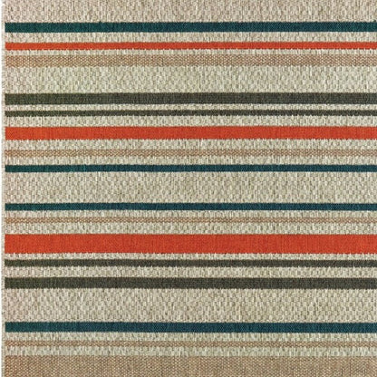 8' Blue And Gray Striped Indoor Outdoor Area Rug