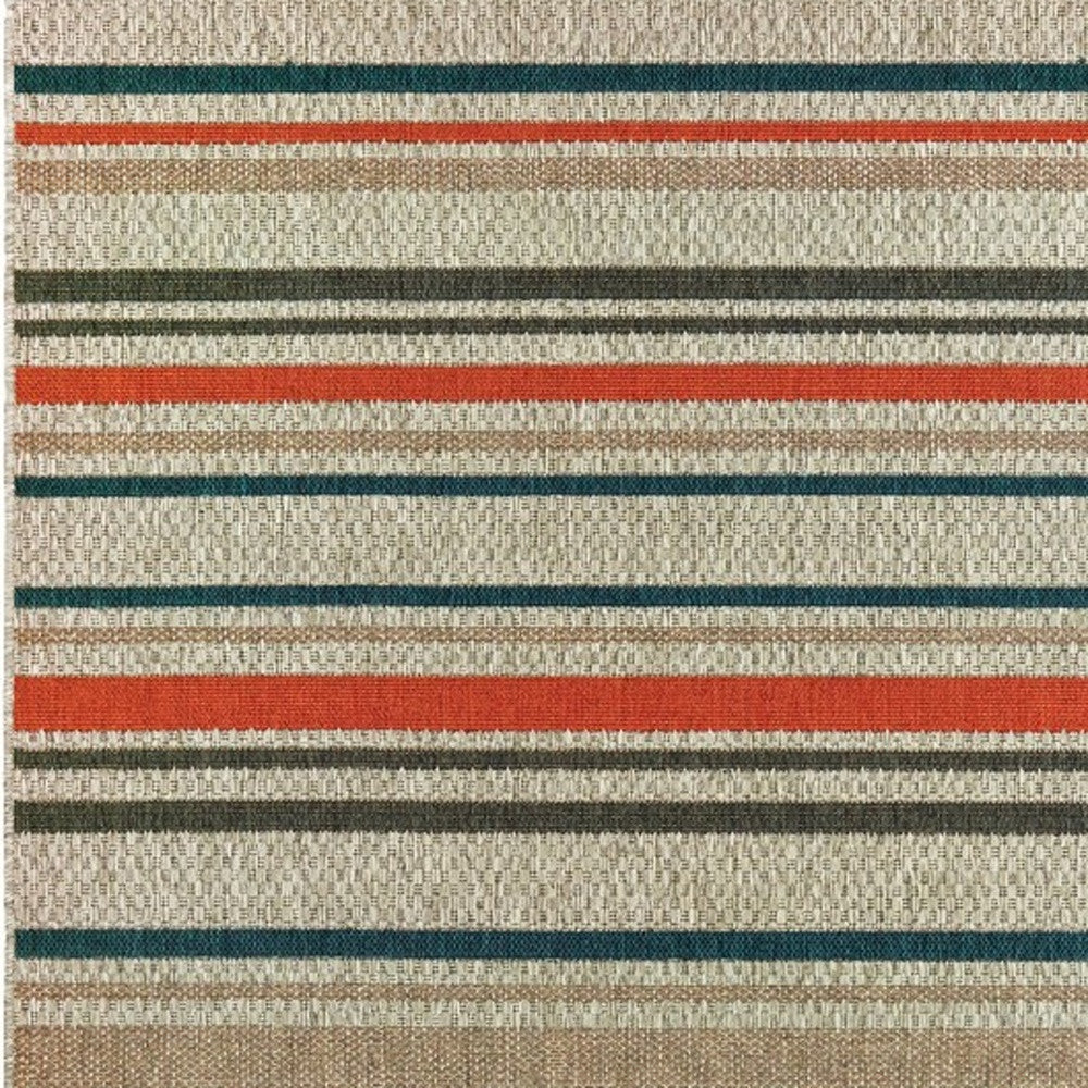 2' X 8' Blue and Gray Striped Indoor Outdoor Area Rug