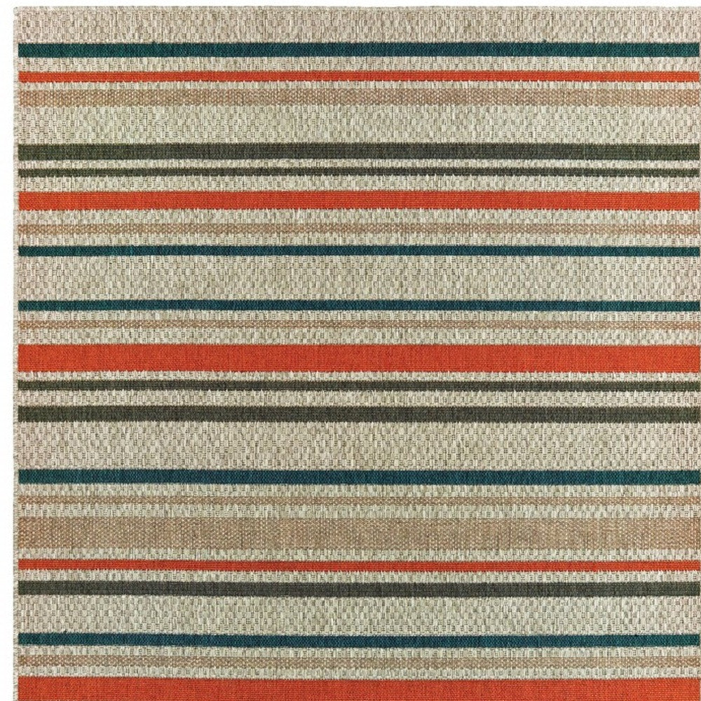 2' X 8' Blue and Gray Striped Indoor Outdoor Area Rug