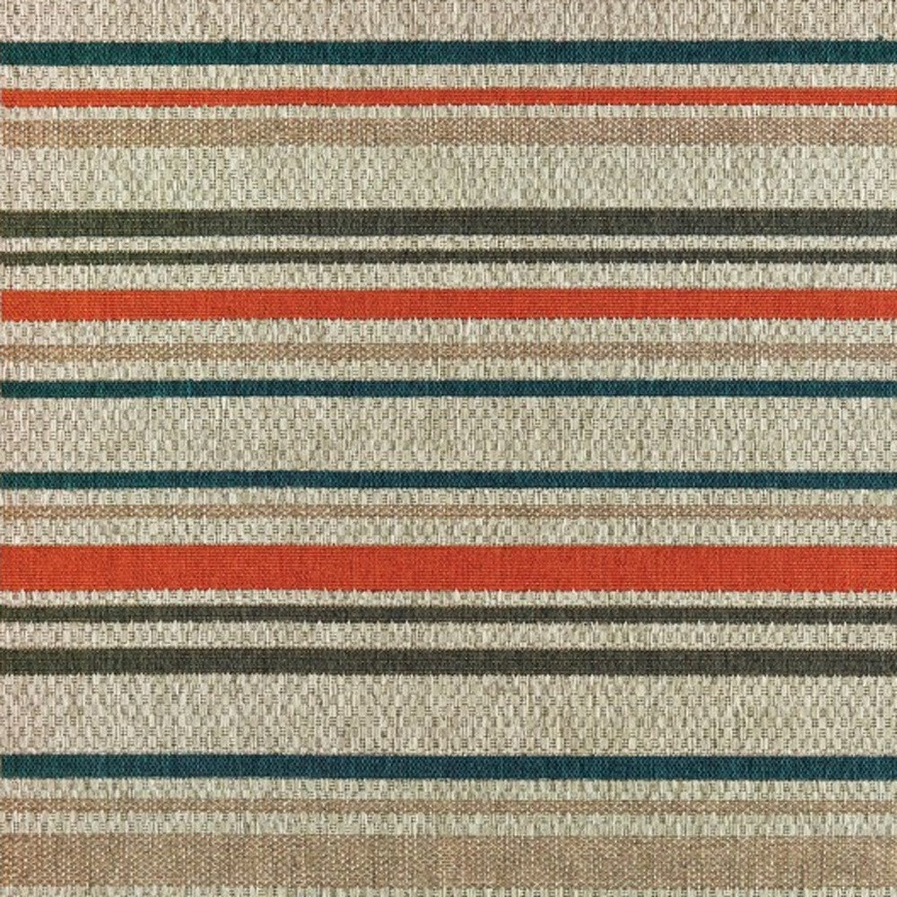 2' X 8' Blue and Gray Striped Indoor Outdoor Area Rug