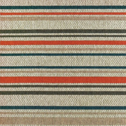 8' Blue And Gray Striped Indoor Outdoor Area Rug