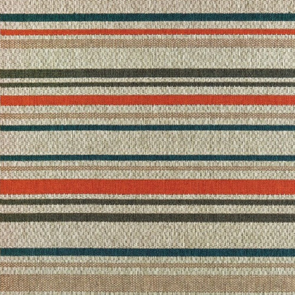 8' Blue And Gray Striped Indoor Outdoor Area Rug