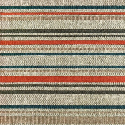 5' X 7' Blue and Gray Striped Indoor Outdoor Area Rug