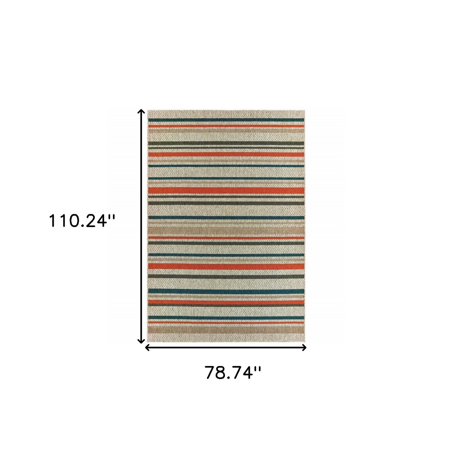 2' X 8' Blue and Gray Striped Indoor Outdoor Area Rug