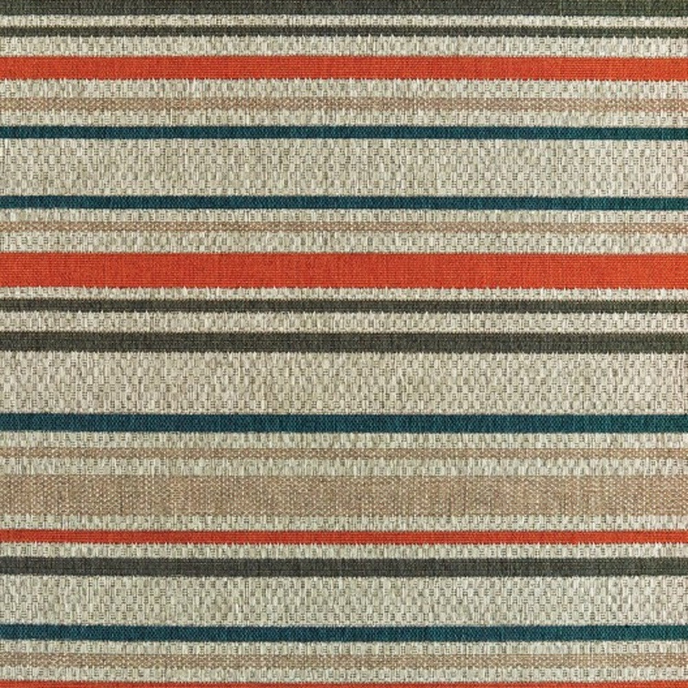 2' X 8' Blue and Gray Striped Indoor Outdoor Area Rug