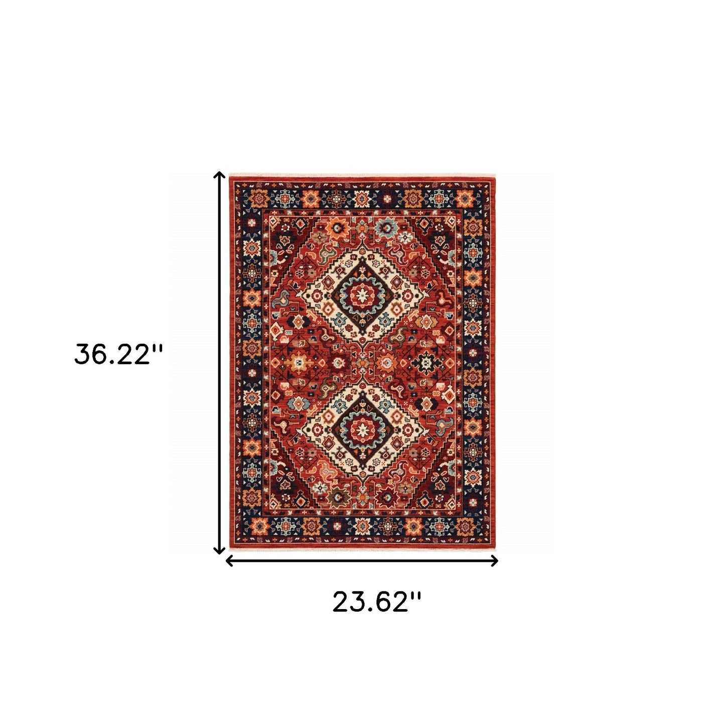 12' Red Blue Machine Woven Oriental Indoor Runner Rug