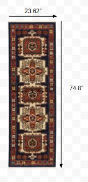 7' X 10' Red Blue Machine Woven Oriental Indoor Area Rug