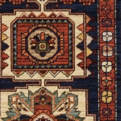 2' X 3' Red Blue Machine Woven Oriental Indoor Area Rug