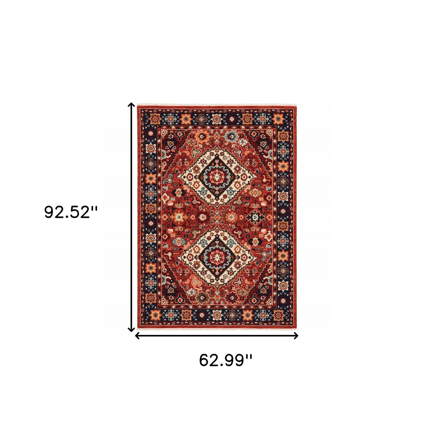 12' Red Blue Machine Woven Oriental Indoor Runner Rug