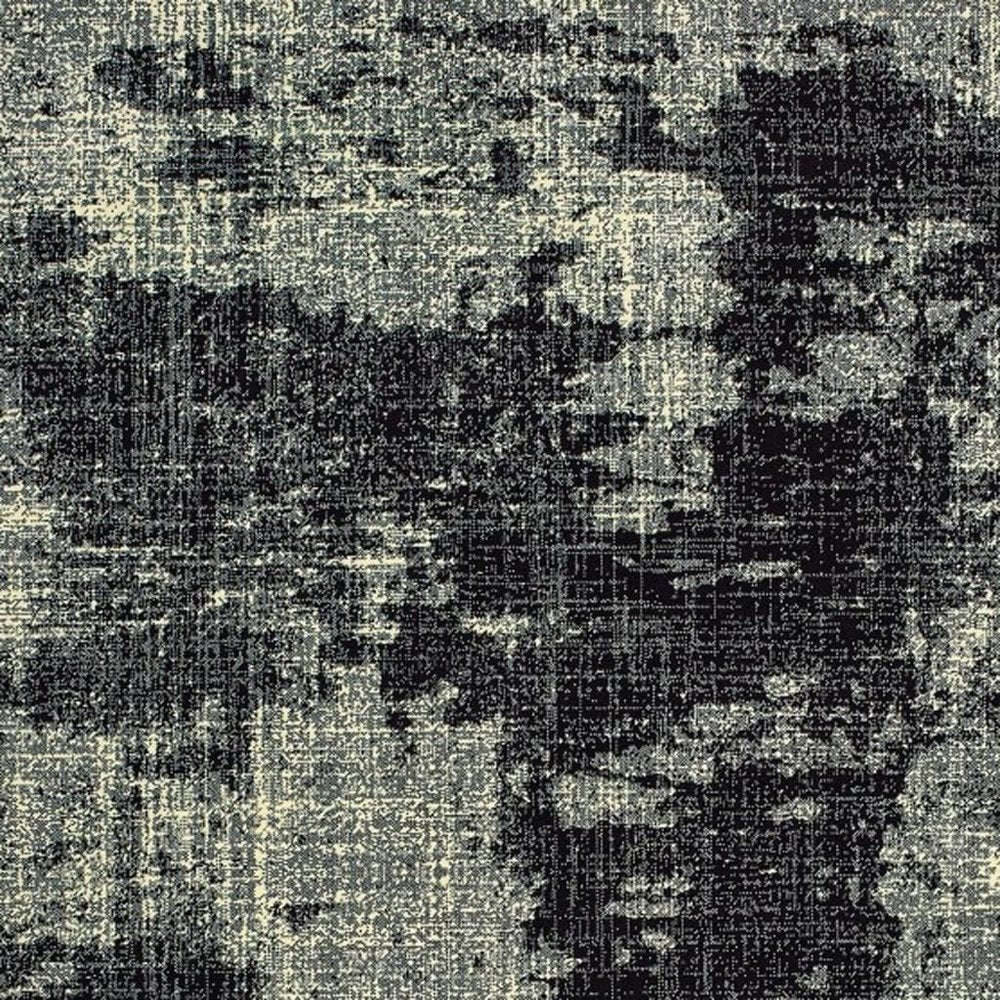 10' X 13' Black And Ivory Abstract Distressed Area Rug