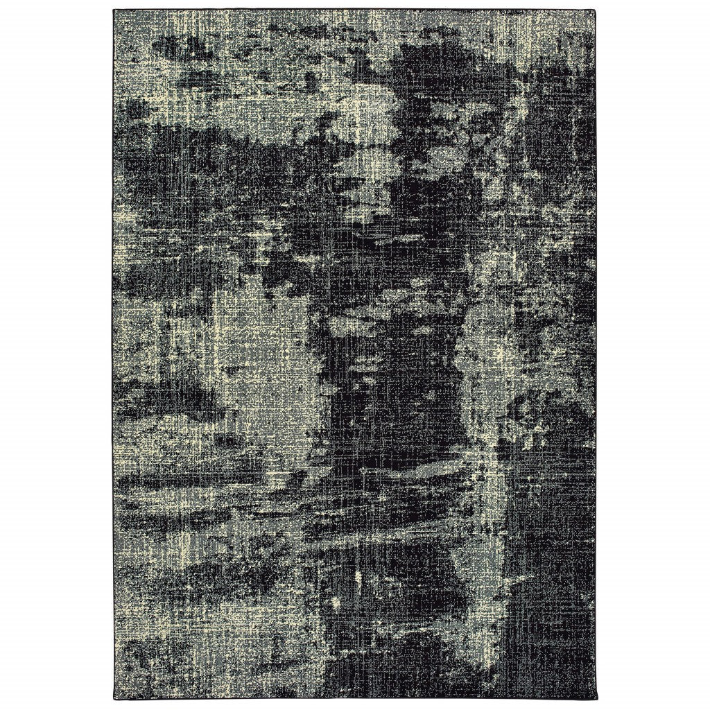 5' X 8' Black Ivory Machine Woven Abstract Indoor Area Rug