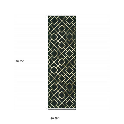 10' X 13' Black And Ivory Diamond Area Rug