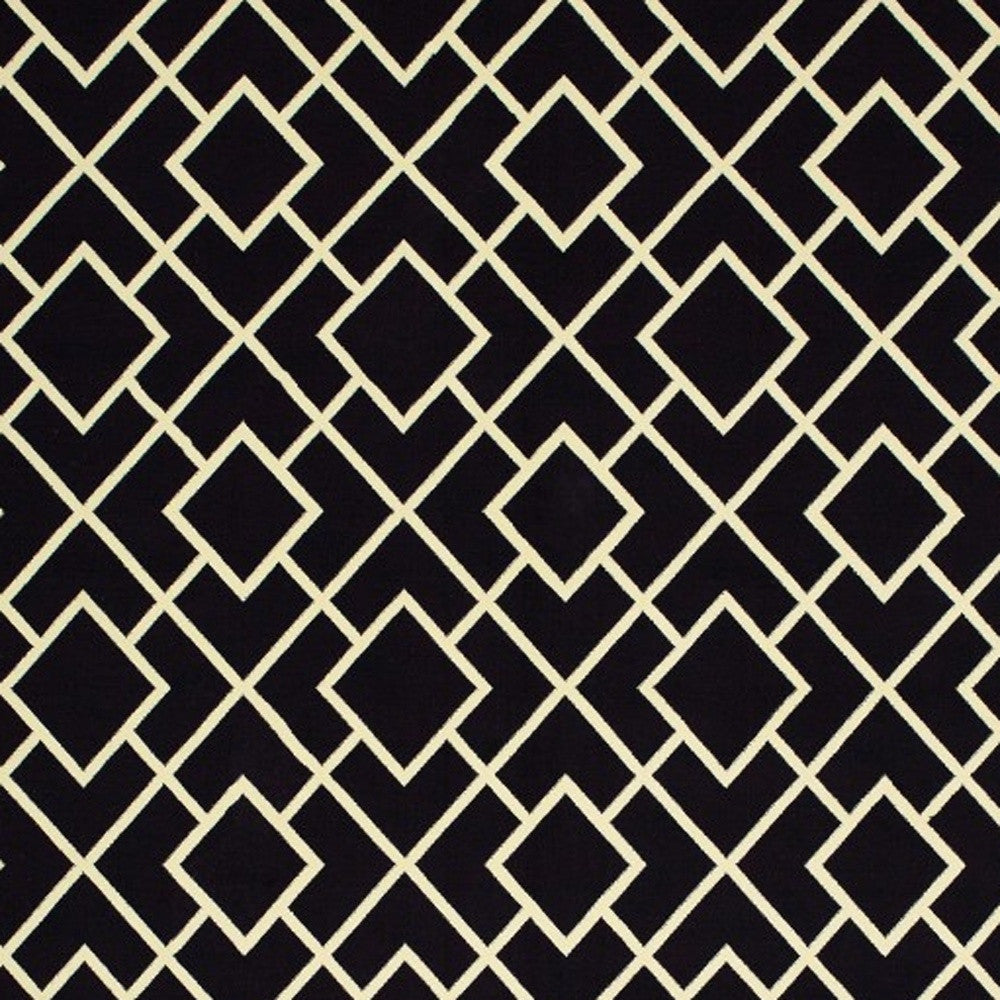 10' X 13' Black And Ivory Diamond Area Rug