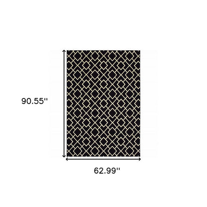 10' X 13' Black And Ivory Diamond Area Rug