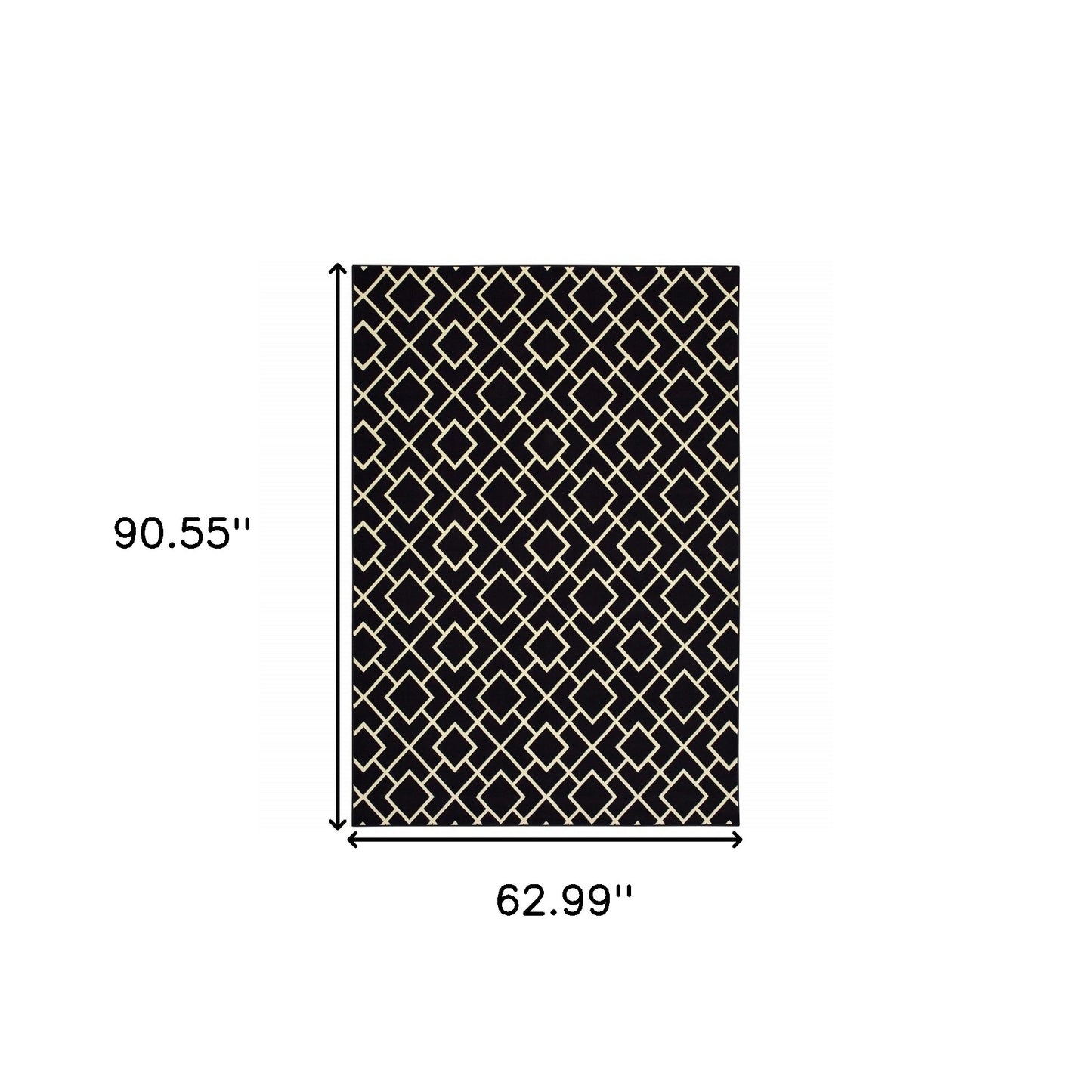 10' X 13' Black And Ivory Diamond Area Rug