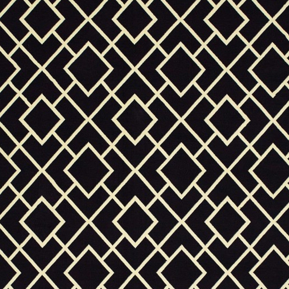 10' X 13' Black And Ivory Diamond Area Rug
