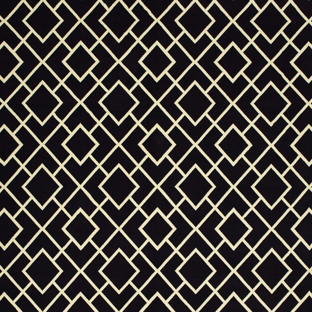 5' X 8' Black Ivory Machine Woven Geometric Diamonds Indoor Area Rug