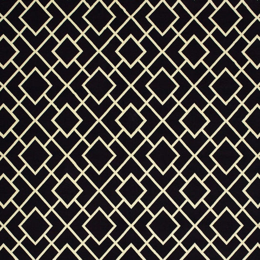 8' Black Ivory Machine Woven Geometric Diamonds Indoor Runner Rug