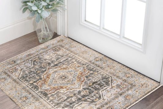 2' X 3' Blue And Gray Area Rug