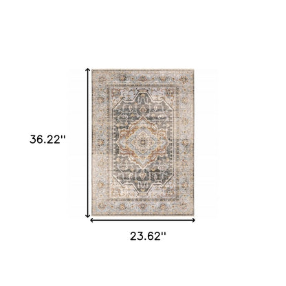 2' X 3' Blue And Gray Area Rug